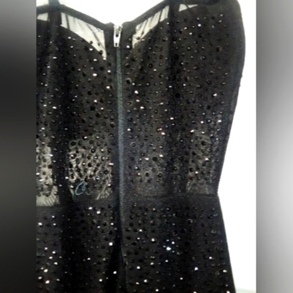 Windsor Taylor Black Beaded/Sheer Dress/Gown SZ XS - Picture 8 of 10
